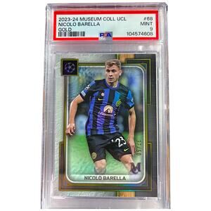2023 Topps Museum Collection UCC Gold #68 Nicolo Barella Inter Milan /50 PSA 9